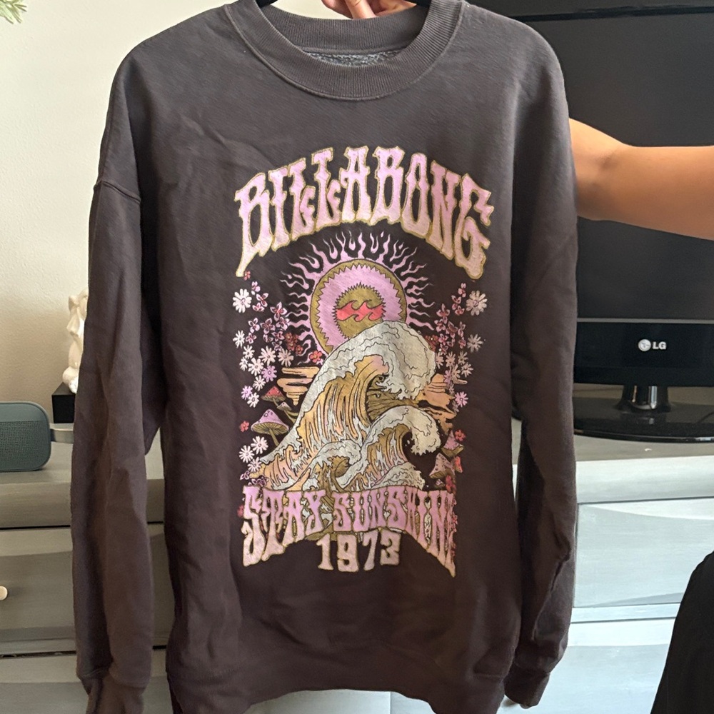 Billabong Black Sweatshirt with Pink and White Graphic